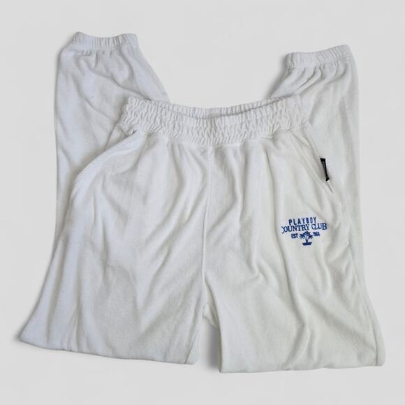 Missguided Pants - Playboy X Missguided White Country Club Sweatpants 4